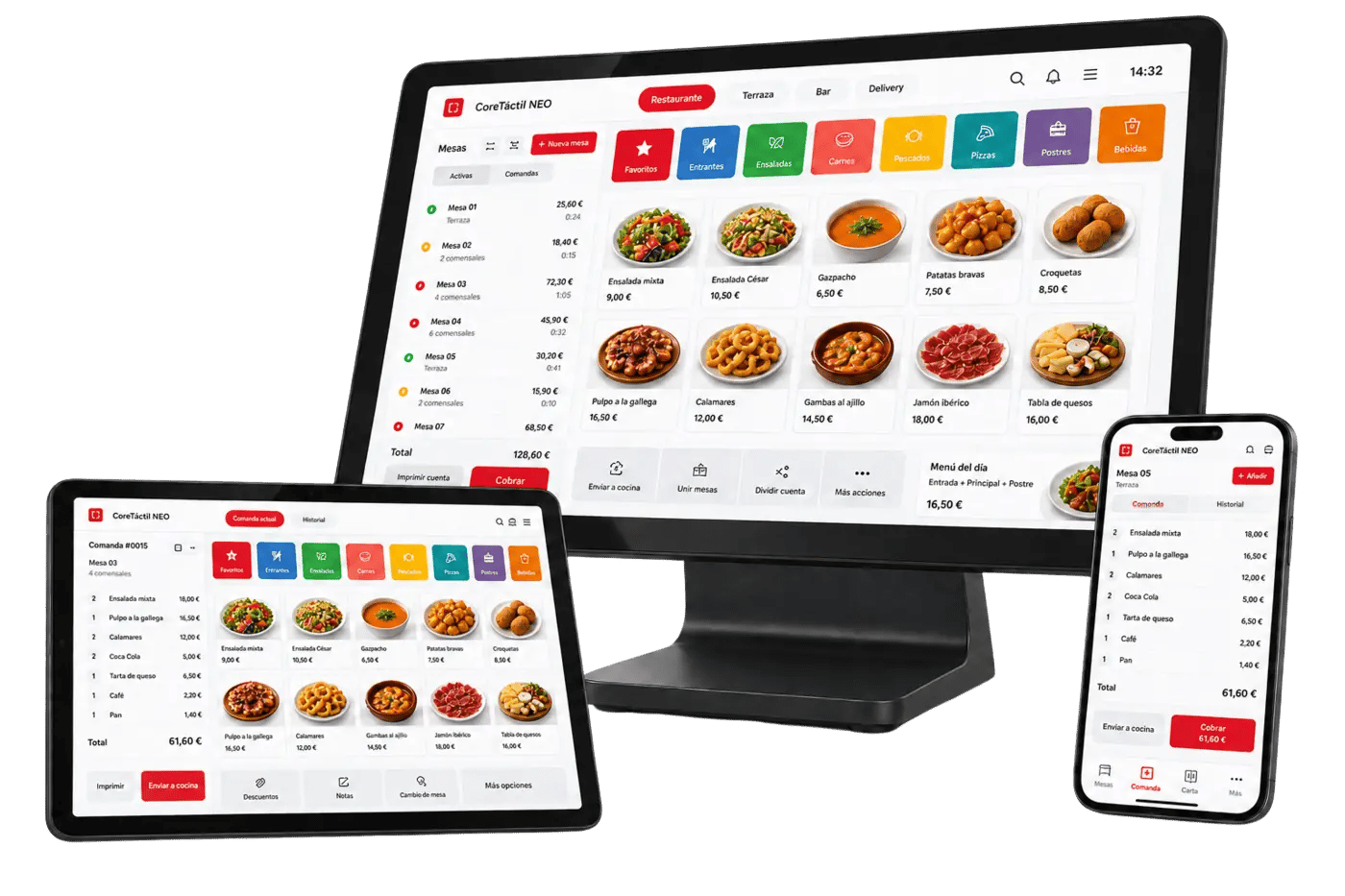 Software TPV CoreTáctil NEO en ordenador, tablet y móvil